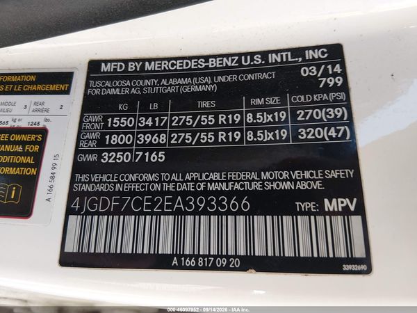 2014 MERCEDES-BENZ GL 450 4MATIC