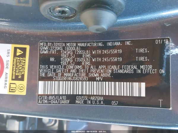 2018 TOYOTA HIGHLANDER LIMITED PLATINUM — I9