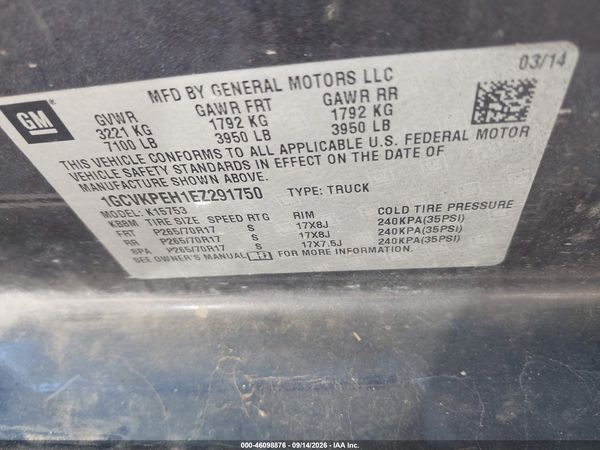 2014 CHEVROLET SILVERADO 1500 WORK TRUCK 2WT — I9