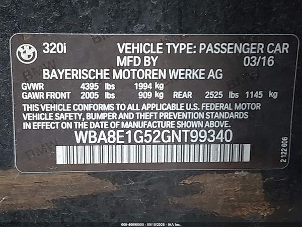 2016 BMW 320I SA