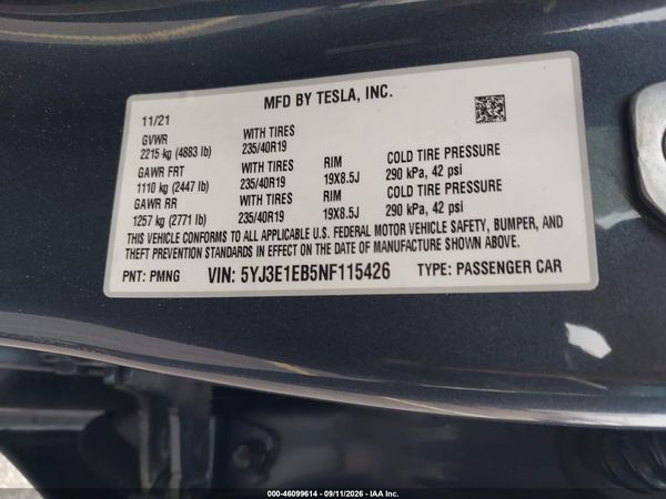 2022 TESLA MODEL 3 — I9