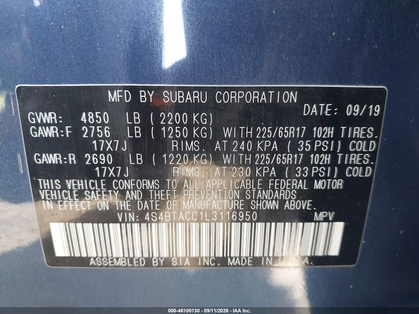 2020 SUBARU OUTBACK PREMIUM — I9