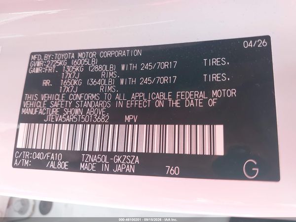 2026 TOYOTA 4RUNNER SR5 — I9