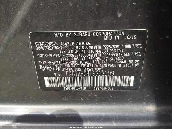 2020 SUBARU CROSSTREK PREMIUM — I9