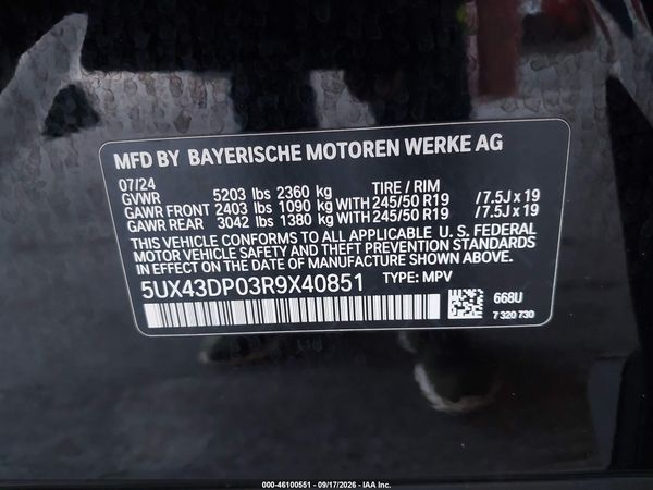 2024 BMW X3 SDRIVE30I — I9