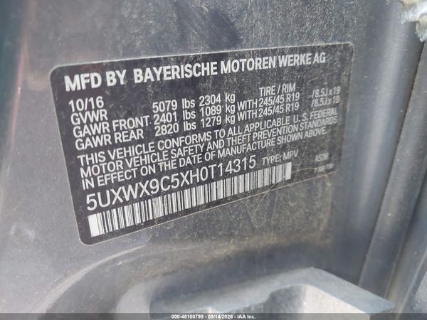2017 BMW X3 XDRIVE28I — I9