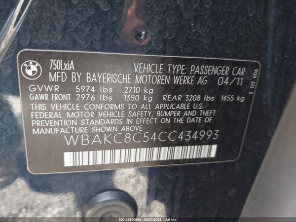 2012 BMW 750LI XDRIVE — I9