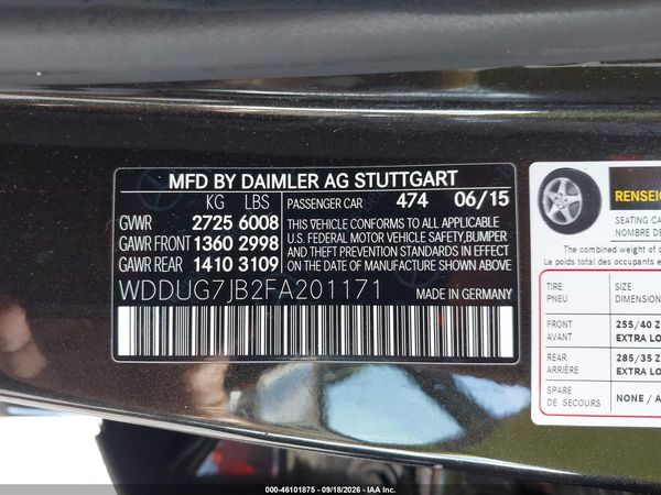 2015 MERCEDES-BENZ S 63 AMG 4MATIC — I9