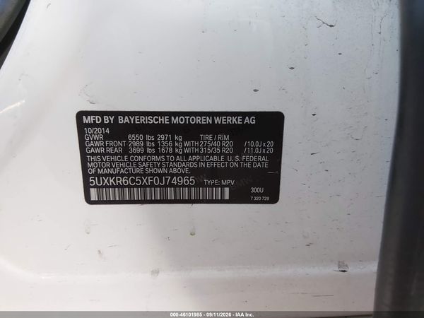 2015 BMW X5 XDRIVE50I — I9
