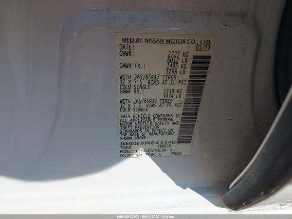 2023 NISSAN FRONTIER SV 4X2 — I9