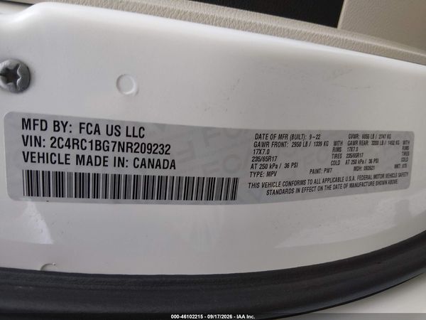 2022 CHRYSLER PACIFICA TOURING L — I9