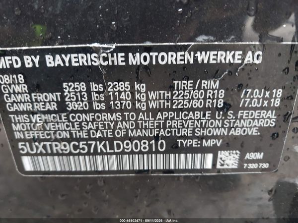 2019 BMW X3 XDRIVE30I — I9