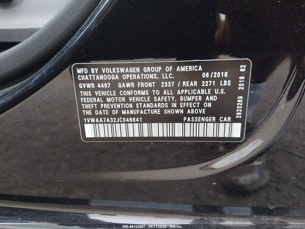 2018 VOLKSWAGEN PASSAT 2.0T R-LINE/2.0T S — I9