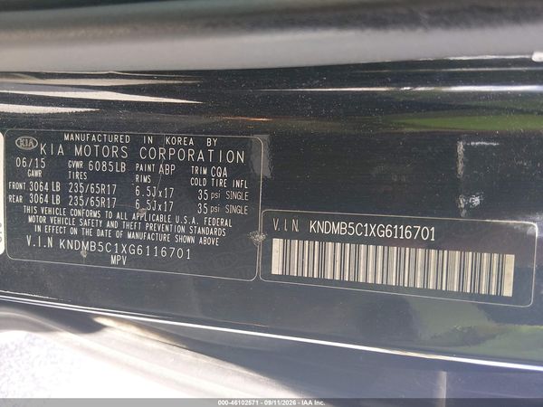 2016 KIA SEDONA LX — I9