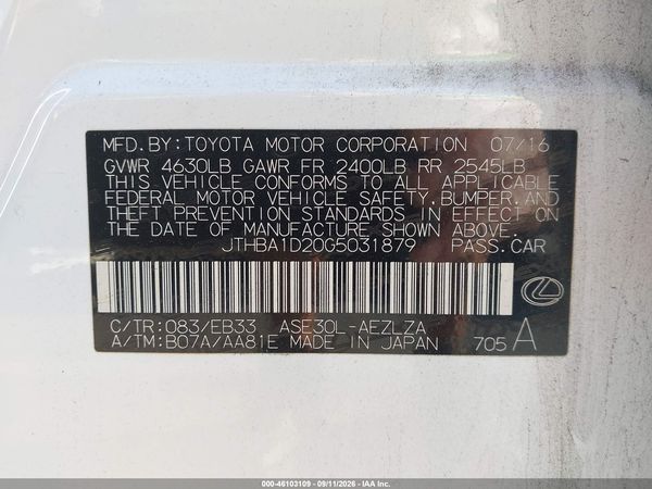 2016 LEXUS IS 200T