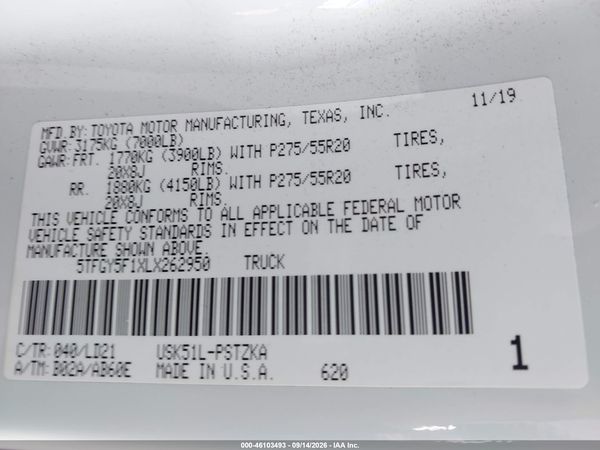 2020 TOYOTA TUNDRA 1794 EDITION — I9