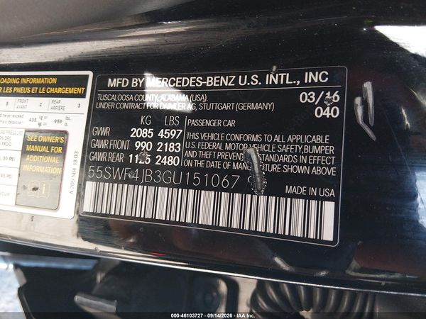 2016 MERCEDES-BENZ C 300 C300