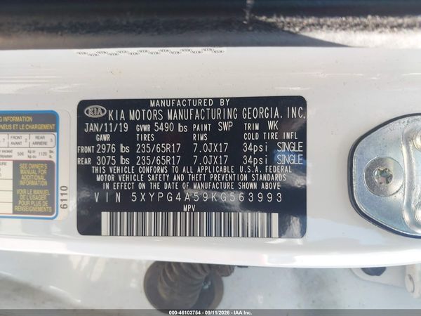 2019 KIA SORENTO 3.3L LX — I9