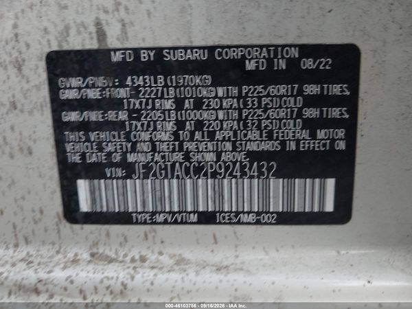 2023 SUBARU CROSSTREK PREMIUM — I9