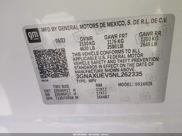 2022 CHEVROLET EQUINOX AWD LT — I9