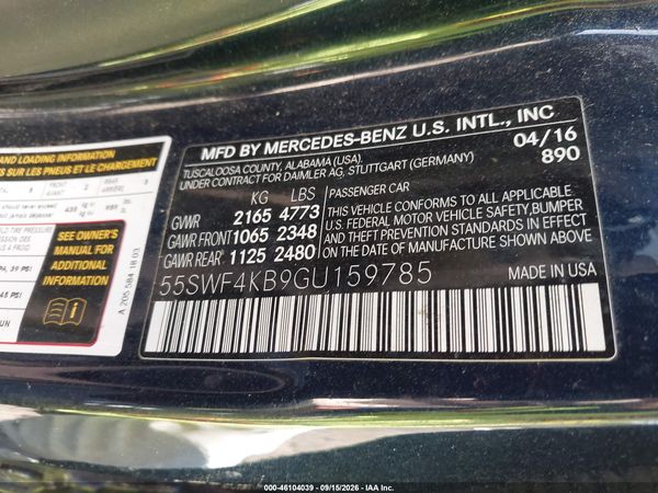 2016 MERCEDES-BENZ C 300 LUXURY 4MATIC — I9