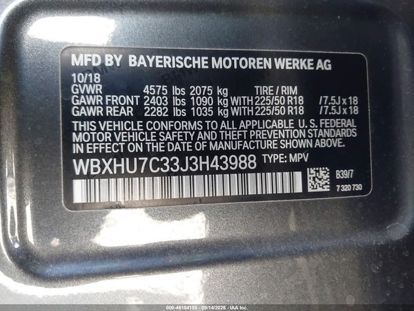 2018 BMW X1 SDRIVE28I — I9