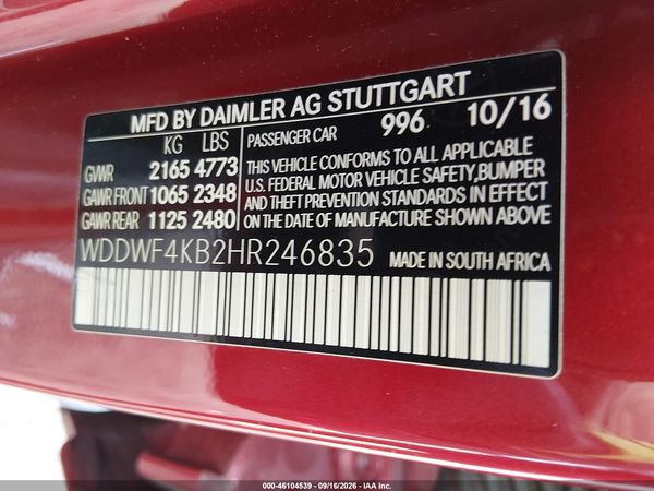 2017 MERCEDES-BENZ C 300 4MATIC — I9