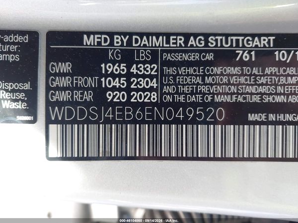 2014 MERCEDES-BENZ CLA 250 CLA250 — I9