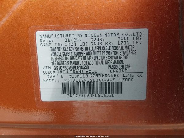 2024 NISSAN KICKS SV XTRONIC CVT — I9