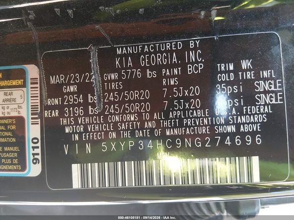 2022 KIA TELLURIDE EX — I9