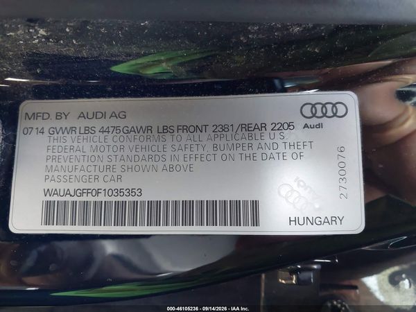 2015 AUDI A3 2.0 TDI PREMIUM — I9
