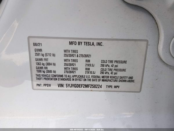 2021 TESLA MODEL Y — I9