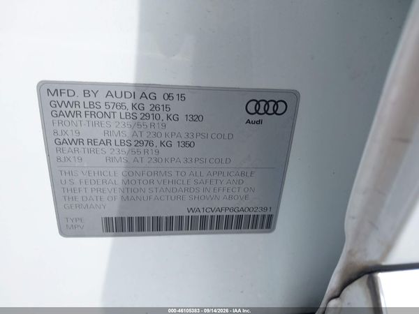 2016 AUDI Q5 3.0 TDI PREMIUM PLUS — I9