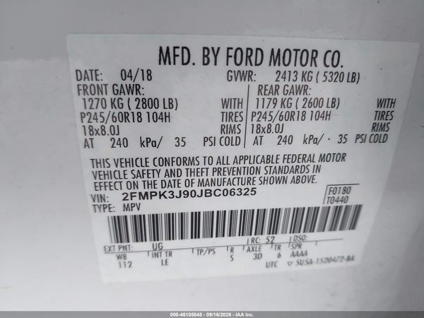 2018 FORD EDGE SEL — I9