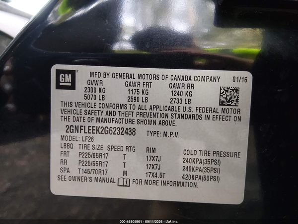 2016 CHEVROLET EQUINOX LS — I9