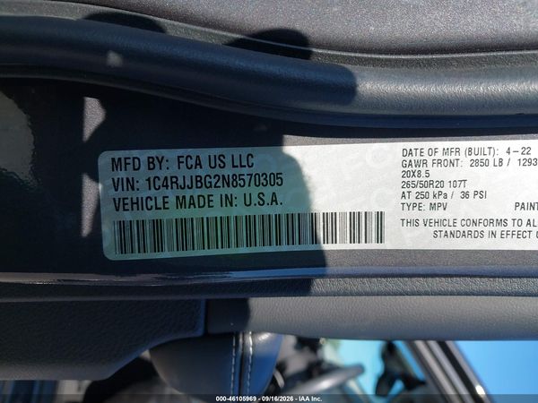 2022 JEEP GRAND CHEROKEE L LIMITED 4X2 — I9