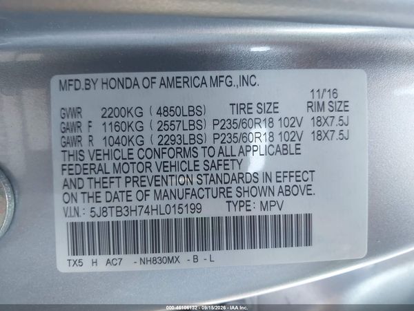 2017 ACURA RDX ADVANCE PACKAGE — I9