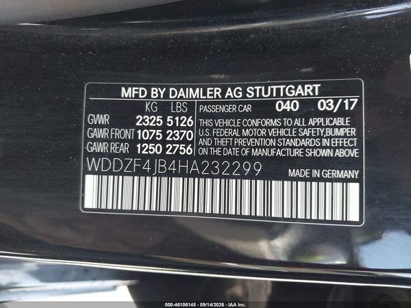 2017 MERCEDES-BENZ E 300 E300 — I9