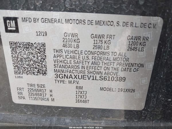 2020 CHEVROLET EQUINOX AWD LT 1.5L TURBO — I9