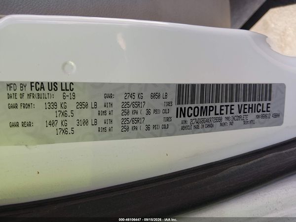 2019 DODGE GRAND CARAVAN SE — I9