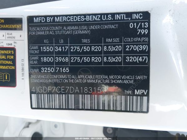 2013 MERCEDES-BENZ GL 450 4MATIC — I9