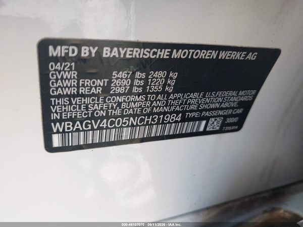 2022 BMW 840 GRAN COUPE I XDRIVE — I9