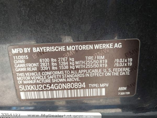 2016 BMW X6 XDRIVE35I — I9