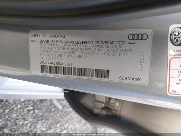 2016 AUDI A6 2.0T PREMIUM PLUS — I9