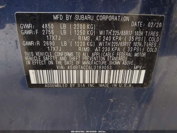 2020 SUBARU OUTBACK PREMIUM — I9