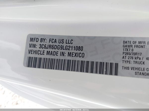 2020 RAM 1500 CLASSIC TRADESMAN  4X2 8' BOX — I9
