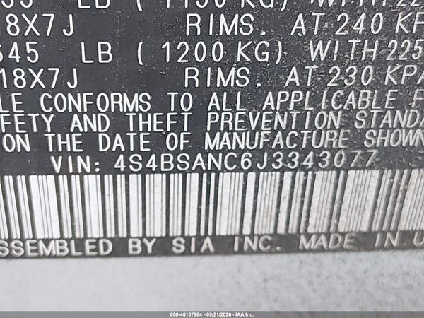 2018 SUBARU OUTBACK 2.5I LIMITED — I9