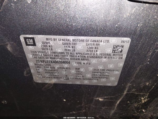 2013 CHEVROLET EQUINOX 1LT — I9