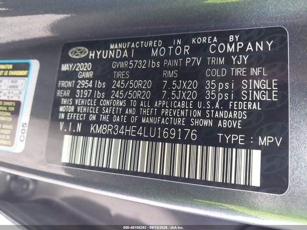 2020 HYUNDAI PALISADE SEL — I9