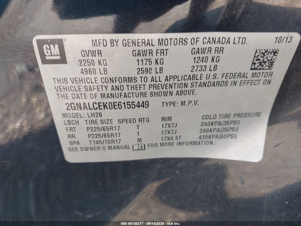 2014 CHEVROLET EQUINOX 2LT — I9